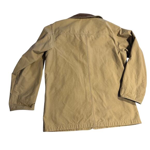 LL Bean Barn Field Coat Flannel Lined Beige w/ Corduroy Trim Womens Large Reg - Picture 2 of 8